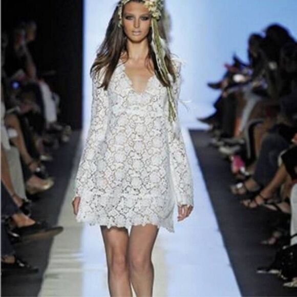 Diane Von Furstenberg Hippolyte Crochet Lace Mini Dress Sz 6 Purple‎ Cotton Silk - Picture 10 of 10